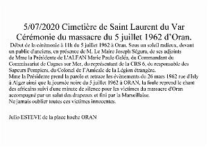 2021 07 05 ST LAURENT DU VAR CEREMONIE DU MASSACRE DU 5 07 1962 A ORAN